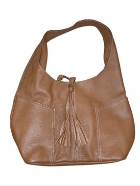 Laggo Tan Pebbled Leather Shoulder Bag Purse